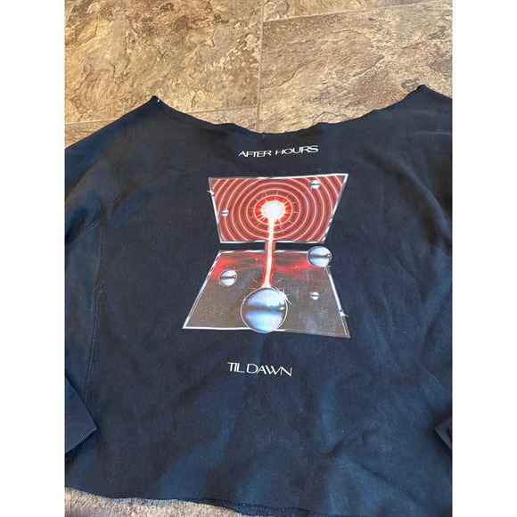 The Weeknd After Hours Til Dawn Tour Merch Black Cropped Sweatshirt Crewneck - Picture 2 of 8
